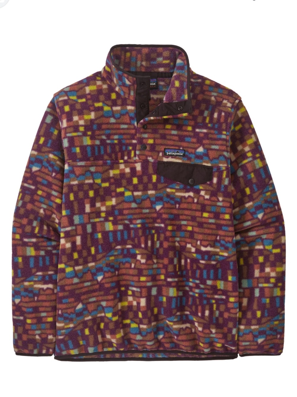 Patagonia Synchilla Snap-T Pullover Fleece Fitz Roy Patchwork Night Plum M EUC